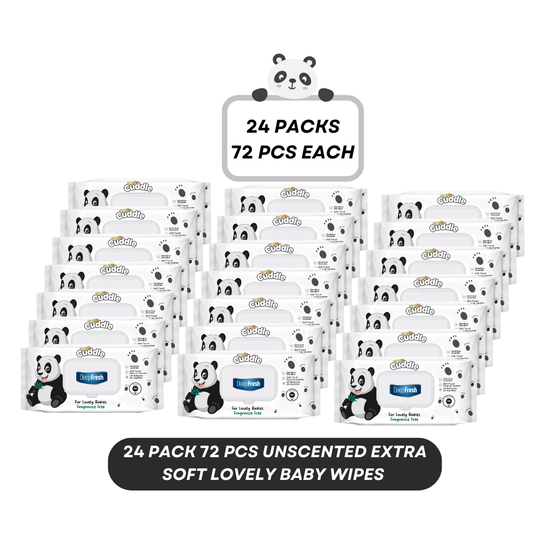 PANDA CUDDLE 72/864/1782pcs, Deep Fresh Extra Soft Unscented Baby Wipes, Alcohol-Free, pH Balanced, Hypoallergenic and Paraben-Free PACK OF 1/12 AND 24