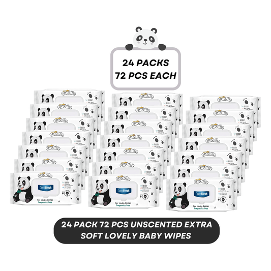 PANDA CUDDLE 72/864/1782pcs, Deep Fresh Extra Soft Unscented Baby Wipes, Alcohol-Free, pH Balanced, Hypoallergenic and Paraben-Free PACK OF 1/12 AND 24