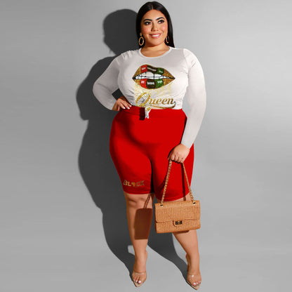 Women's Fashionable Casual Two-Piece Set Printed Top And Shorts