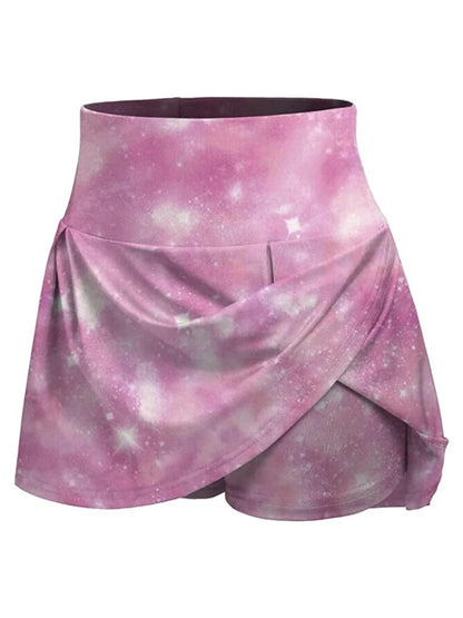 Summer Skort Solid Shorts, Sexy High Waist Fashion Sports Biker Running Yoga Skort Shorts, Women's Clothing