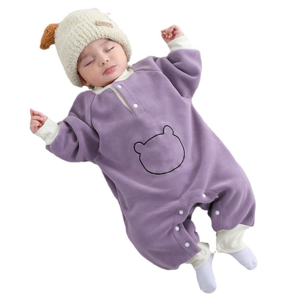 Spring, Autumn, Winter Olympics Beneficial Fleece Baby Warm Fleece-Lined Thick Outerwear Romper