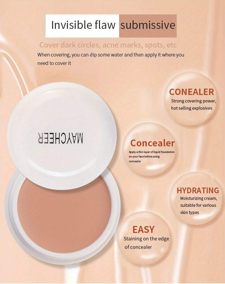 2-Tone High Coverage Concealer - Waterproof Long Wear Foundation for Dark Circles, Acne & Blemishes with Plant Squalane