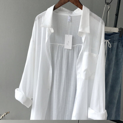 Cardigan Long Sleeve Sunscreen Coat Mid-length Shirt For Women