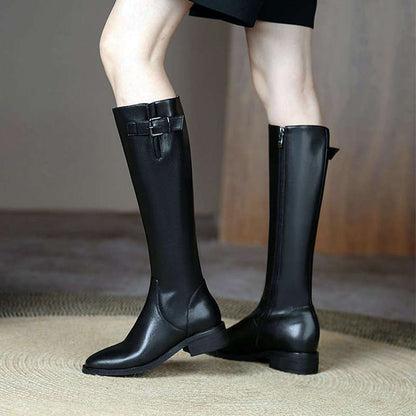 High-grade Below The Knee Slimming Chunky Heel Knight