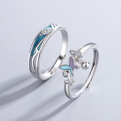 Butterfly Couple Ring Pair Ring Simple Valentine's Day Gift
