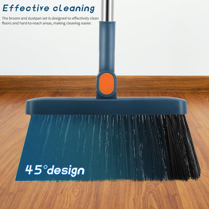 Dustpan Folding Broom Set With Hand Held Brooms For Sweeping Indoor Handheld 9500X2500X2000CM House Collapsible Blue Child