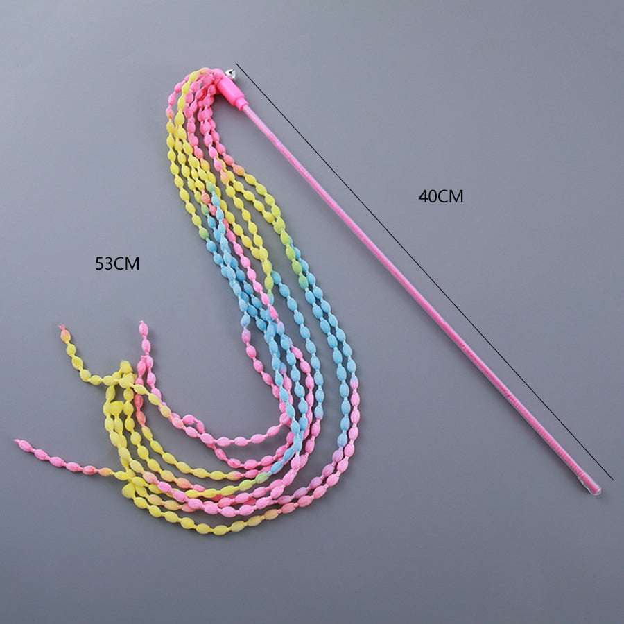 Cat Teaser Toys Plush Cat Wands Interactive Cat Teasing Stick Vibrant Cat Teaser Wands With Bell For Cat Kitten Having Exerciser Playing