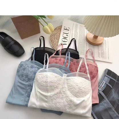 Pure And Seductive Lace Fishbone Camisole For WomenOuterwear And Underwear
