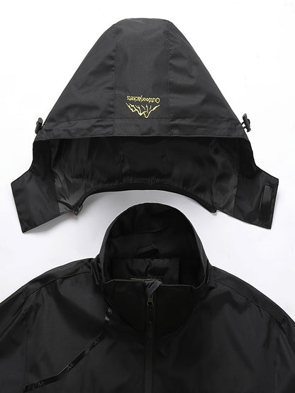 Mens Premium Waterproof Rain Jacket - Durable & Breathable Windbreaker with Adjustable Hood - Ideal for Hiking, Travel, and Outdoor Adventures