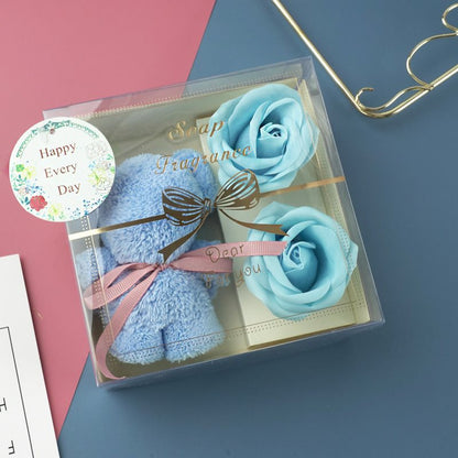 Festival Present Towel Bear Gift Box Teacher's Day Gift Soap Flower Transparent Gift