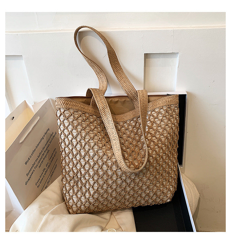 Hollow Out Paper Rope Woven Fashionable Shoulder Bag