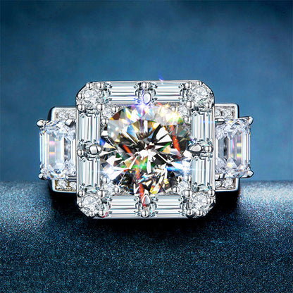1pc Funky Square Rhinestone Ring Men's Cubic Zirconia Finger Ring