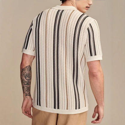 Men's Casual Hollow-out Knitted POLO Cardigan