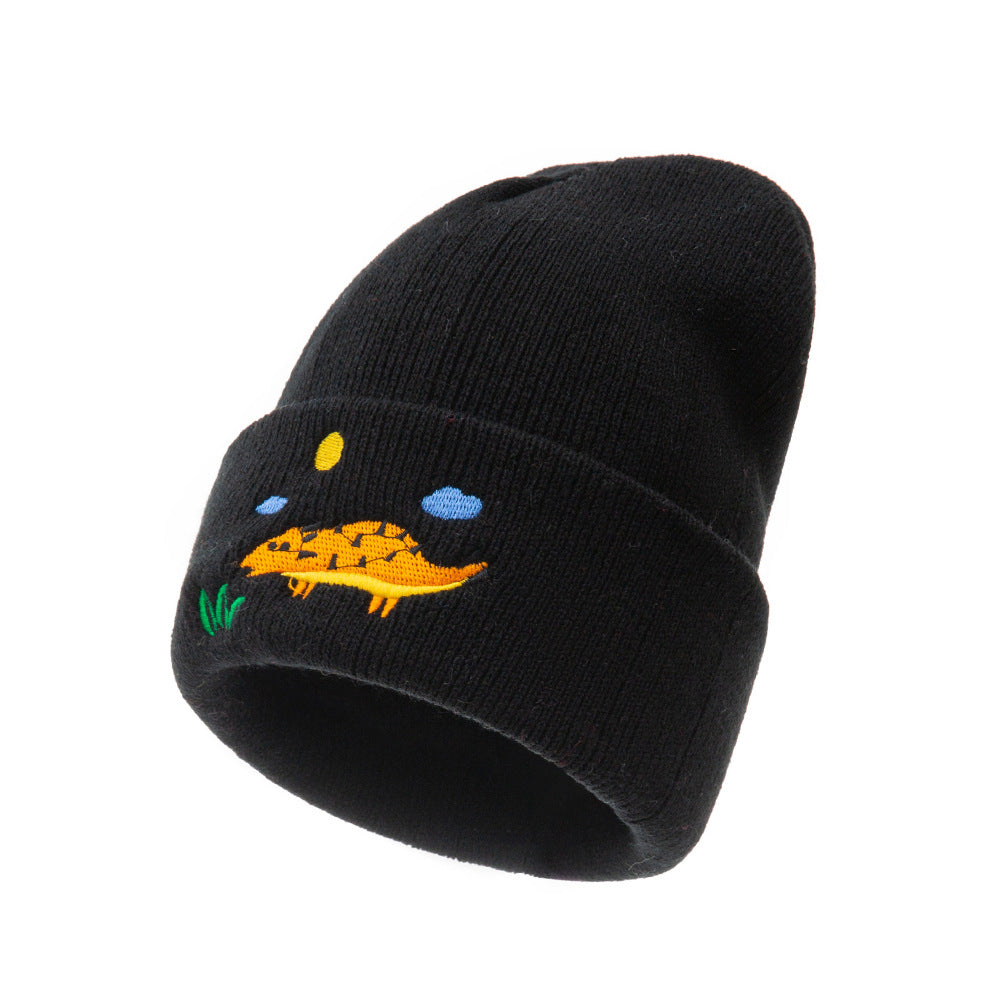 Embroidered Dinosaur Knitted Children's Hat Dome