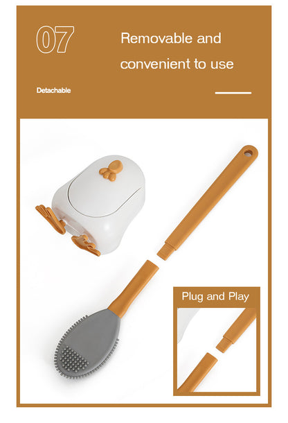Rubber Head Toilet Brush Soft Non-slip Cleaning Brush Wall Hanging Floor Super Decontamination Bathroom Cleaning Tool