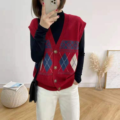 Loose Outer Wear Cardigan Sleeveless Top