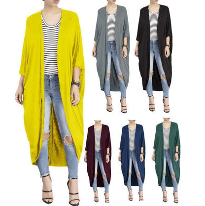 Women's Loose Bat-sleeve European And American Mid-length-sleeved Trench Coat