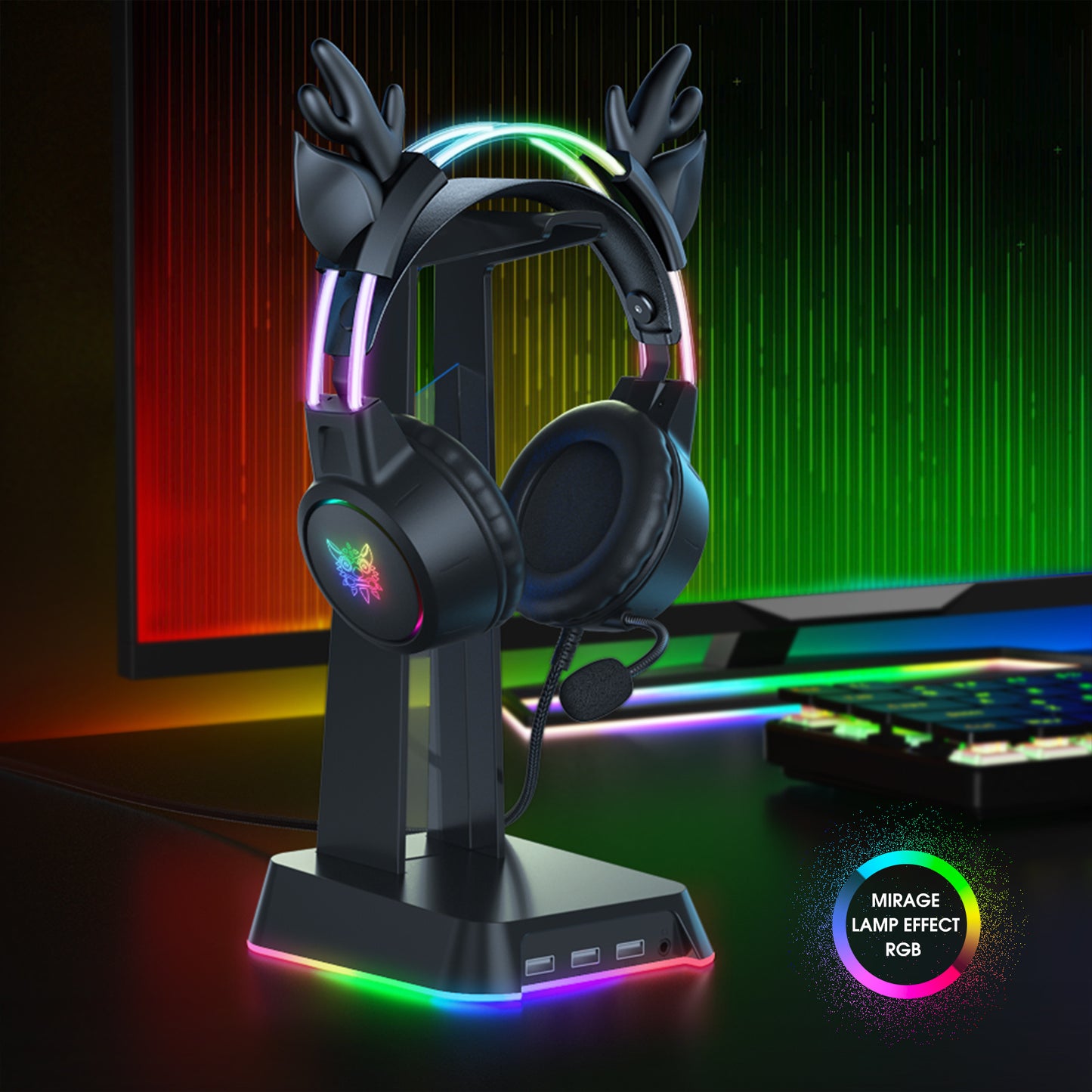 ONIKUMA X15 Pro Gaming Headset: Antler, RGB Aluminum Frame, Surround Sound - Perfect Christmas/Halloween/New Year Gift!