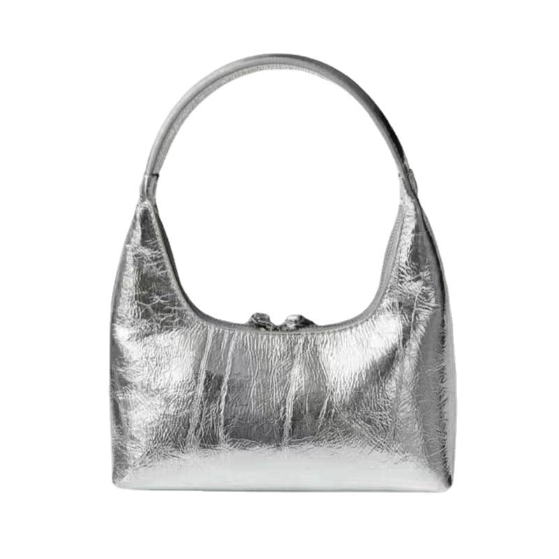 French Style Temperament Silver Hand Carrying Underarm Bag Women