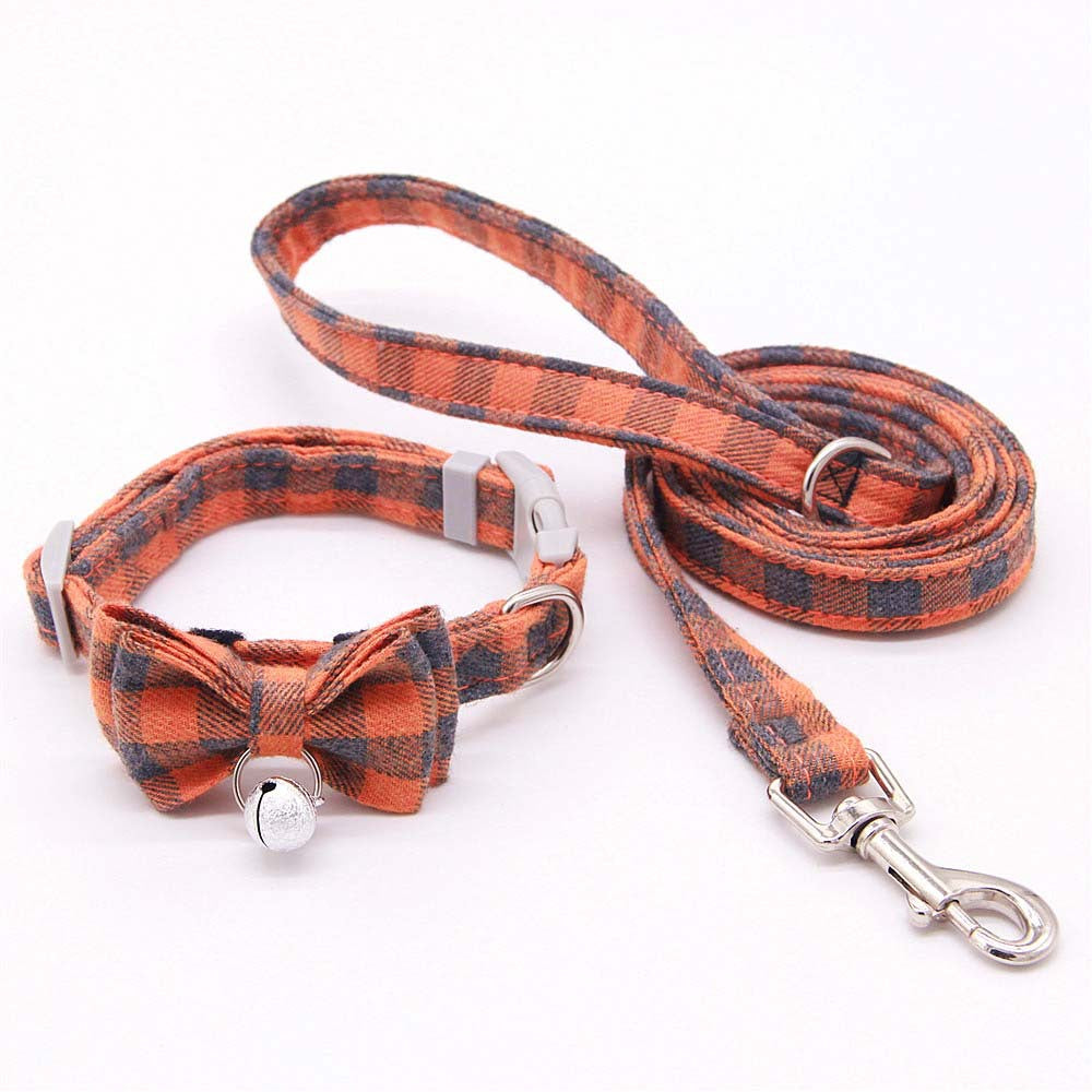Cat Bell Collar Butterfly Bow Tie Pet Outing Optional Hand Holding Rope