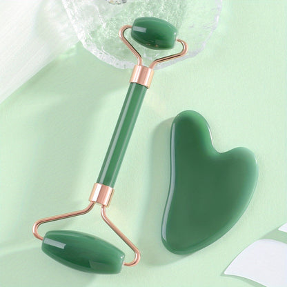 Jade Roller And Gua Sha Tools Set, Skin Care Massager, Jade Facial Roller, Natural Jade Facial Roller, Massage Tool For Face, Eyes, Neck And Body, Beauty Tool
