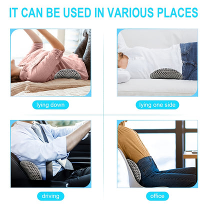 Premium Memory Foam Lumbar Support Pillow - Ergonomic Back Pain Relief for Office Chair, Car Seat & Home - Orthopedic Lower Back Cushion