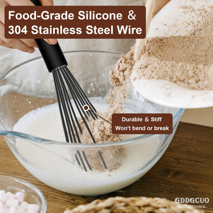 3pcs Food Grade Silicone Whisk, Manual Egg Whisk Mixer, Egg Beater, Household Baking Tools, Kitchen Supplies