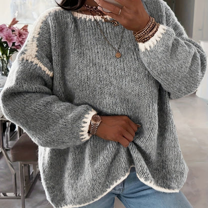 Female Loose And Casual Off-the-shoulder Solid-color Sweater