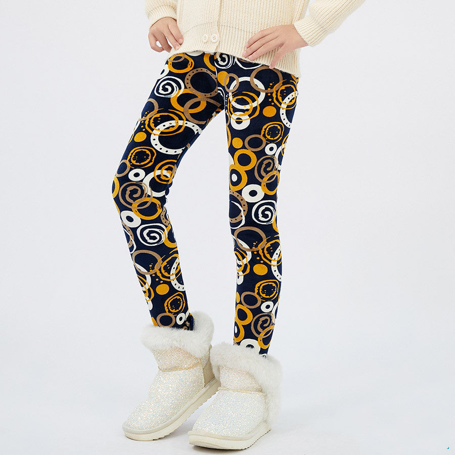 Girls' Autumn And Winter Thermal Base Medium And Large Printed Velvet