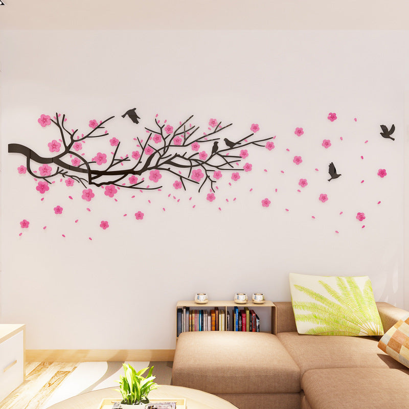 3D Acrylic Wall Art Decal - Elegant Floral Branch Design for Living Room & Bedroom Decor