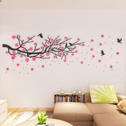3D Acrylic Wall Art Decal - Elegant Floral Branch Design for Living Room & Bedroom Decor