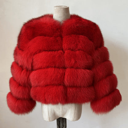 Faux Fox-fur Patchwork Thickened Warm Fur Coat