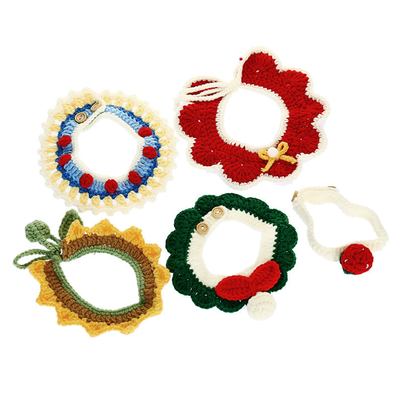 Braided Collar For Pet Cat Cozy Slobber Scarf