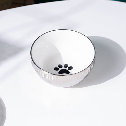 Plating Ceramic Anti Overturning Oblique Mouth Small Dog Bowl
