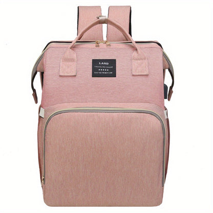 Moire Diaper Bag Backpack, Soft Shell, Multifunctional, Large Capacity, Travel Backpack with Changing Station, Sunshade, Breathable Mosquito Net, Zipper Closure, Mixed Color, Polyester Fiber, with Utility Pocket, for