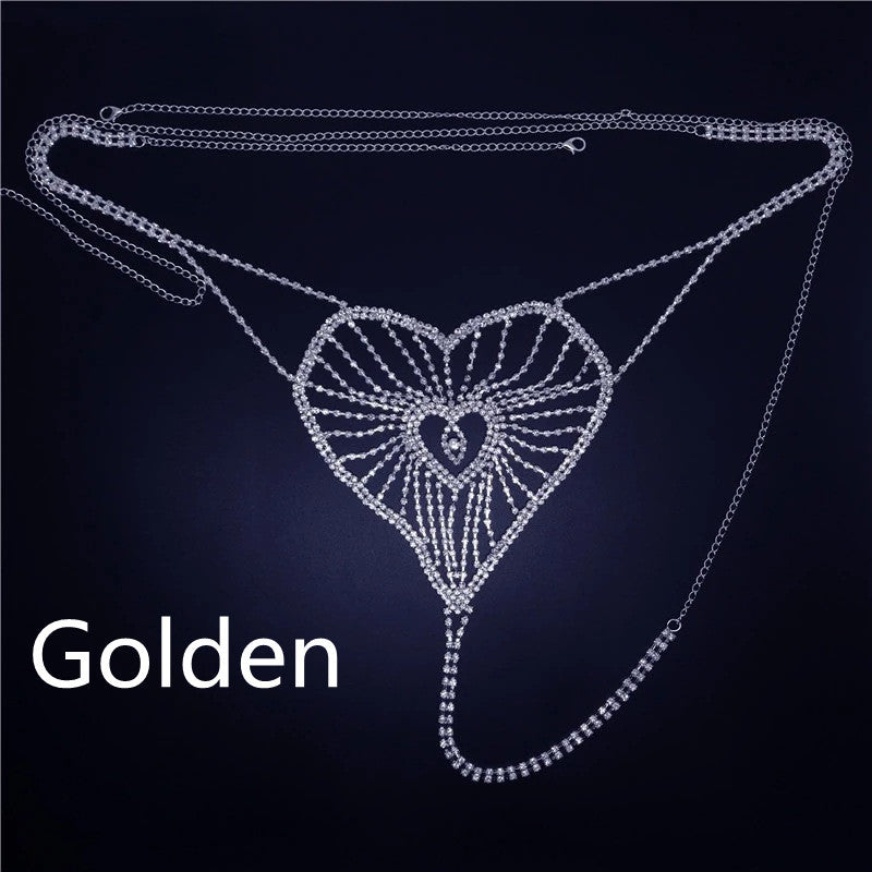 Peach Heart Shaped Rhinestone New Product Body Chain Set