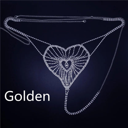 Peach Heart Shaped Rhinestone New Product Body Chain Set