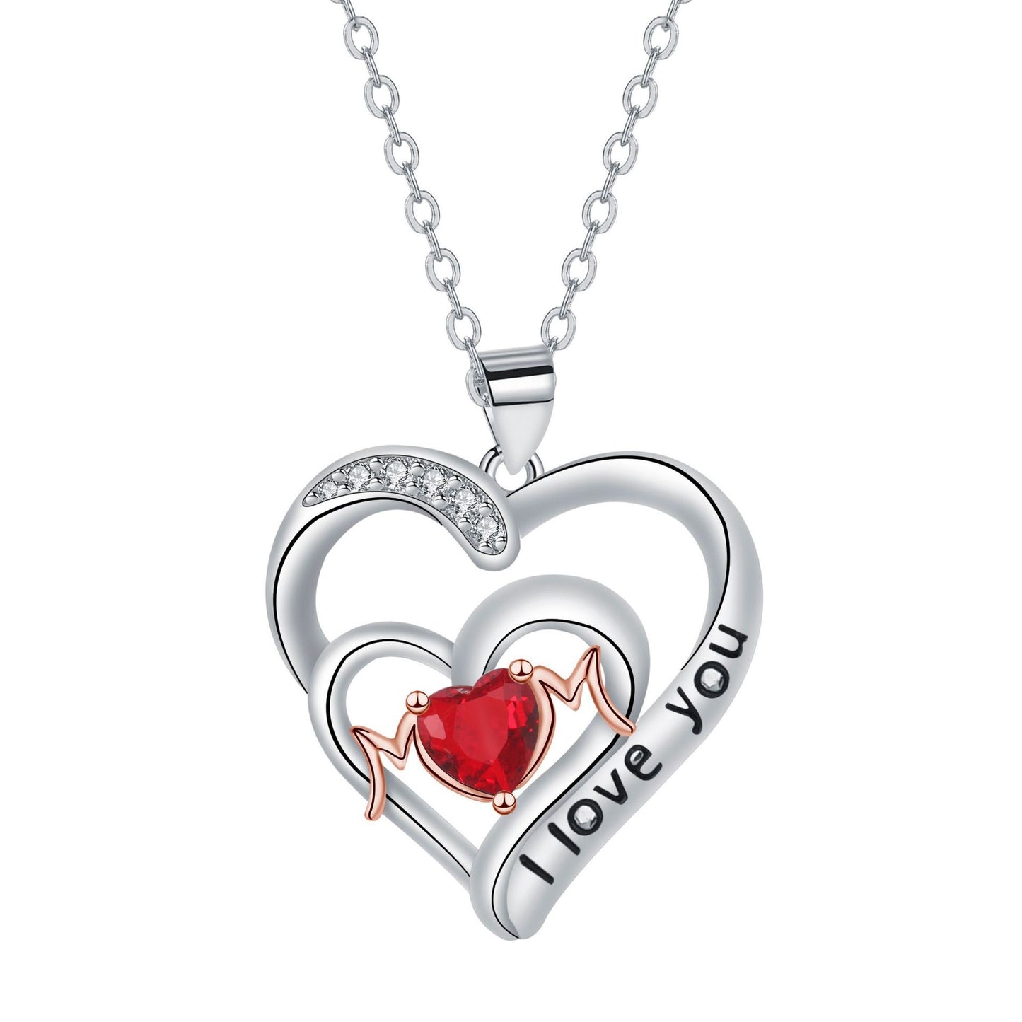 European And American Fashion New Mother's Day Gift Heart-shaped MOM Pendant Niche Necklace