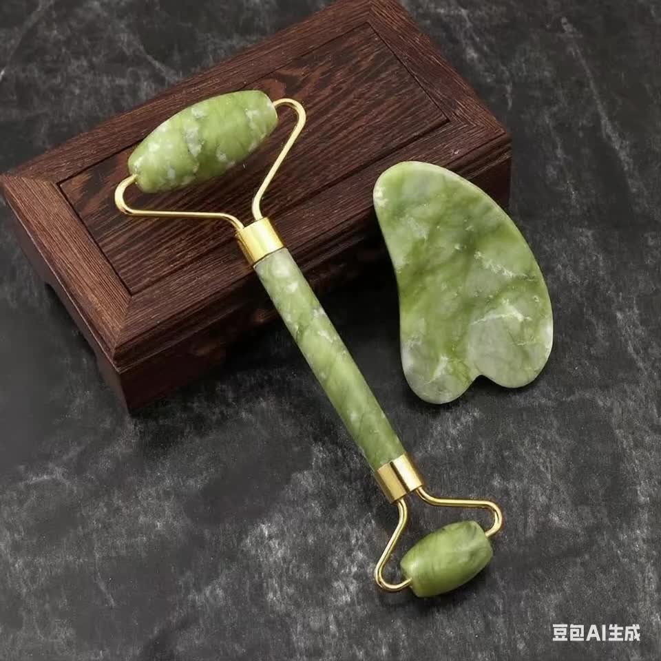 Jade Roller And Gua Sha Tools Set, Skin Care Massager, Jade Facial Roller, Natural Jade Facial Roller, Massage Tool For Face, Eyes, Neck And Body, Beauty Tool