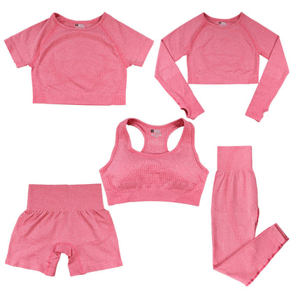Women's Fashion Dot Fitness Yoga Outfit Five-Piece Set