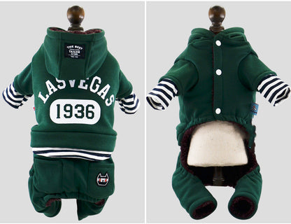 Dog Winter Thick Striped Fake Two-piece Suit