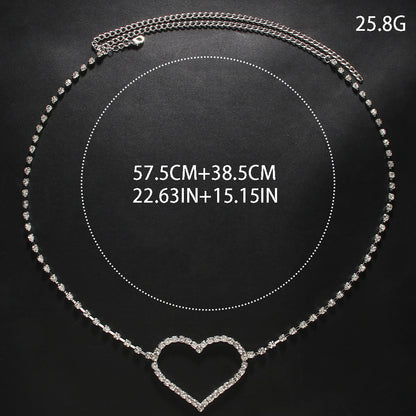 Simple Single Layer Heart-shaped Rhinestone Waist Chain Body Chains