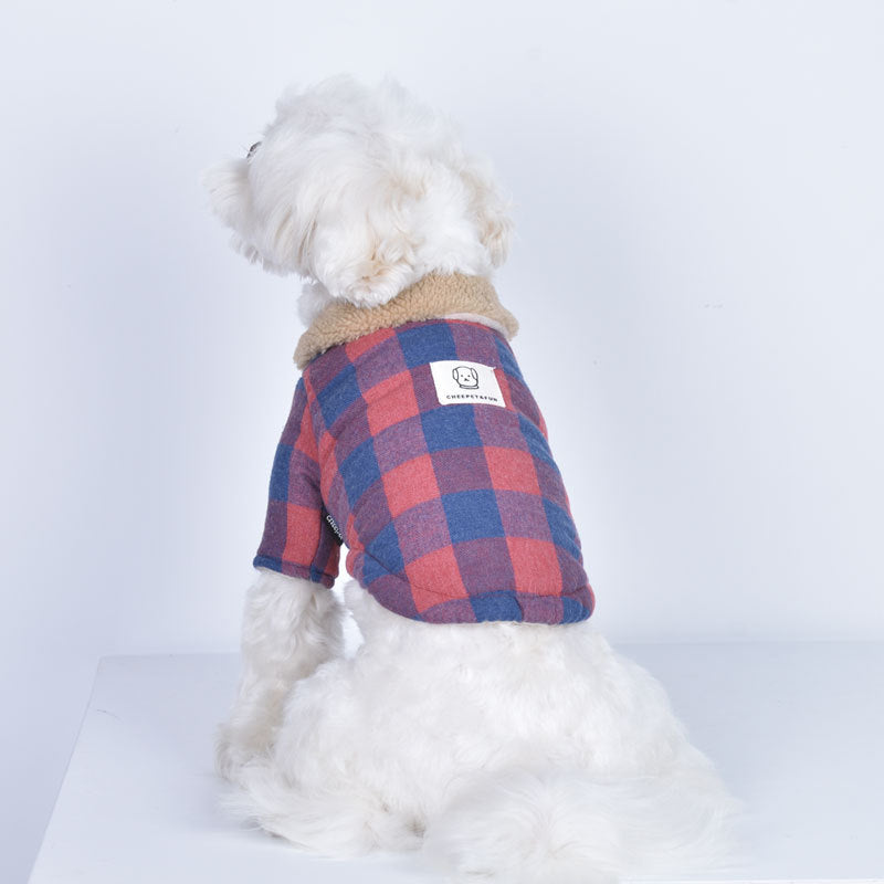 Puppy Dog Clothes Lamb Fur Collar Cotton Coat
