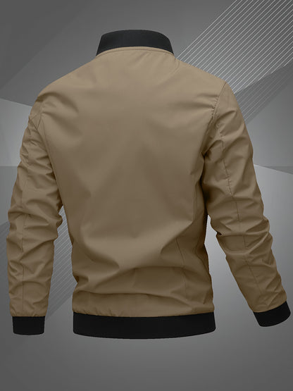 Men'S Letter Embroidered Casual Bomber Jacket