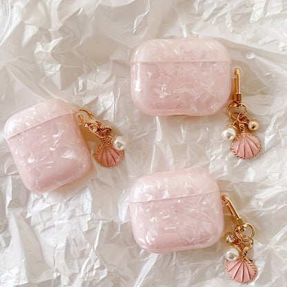 Pink Shell Pattern Case - Plus Shell Pendant, Durable Protective Case for AirPods Pro 2nd Gen, AirPod 1/2, AirPod 3