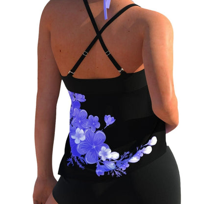 Plus Size Bikini Swimsuit - Two Piece Color Block Swimwear