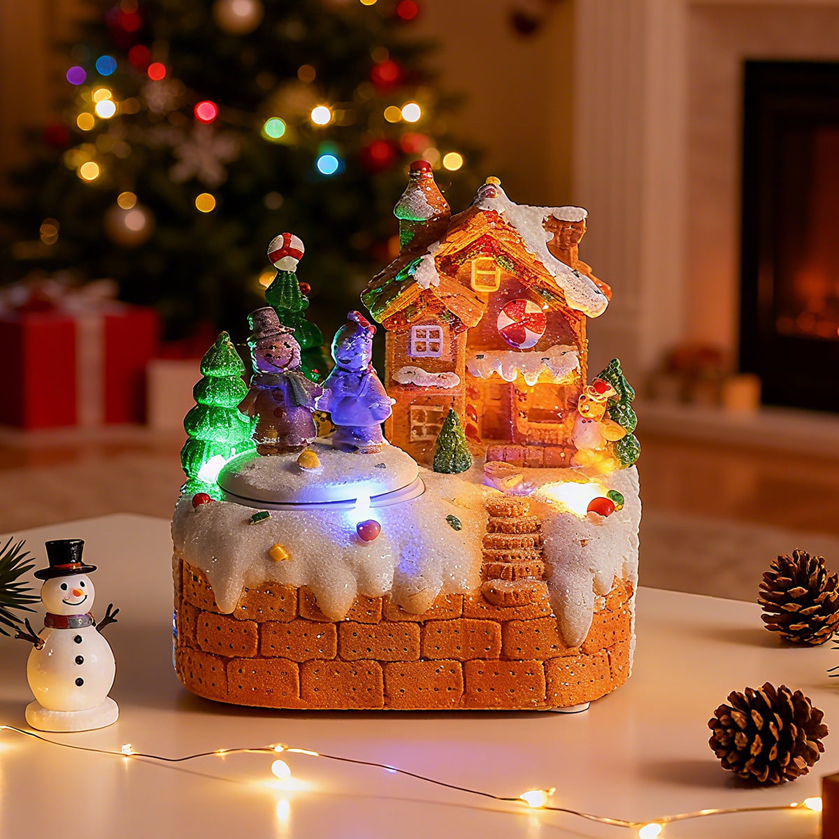 Rotating Gingerbread Man Music Box - Premium Christmas Desktop Ornament | Holiday Decor Gift