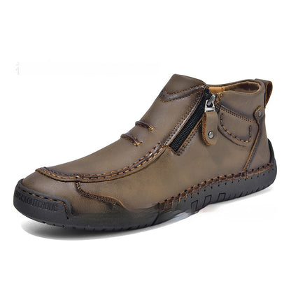 Men's Flats Ankle Boots Fashion Casual Side-zipper Boot Temperament Commuter Shoes