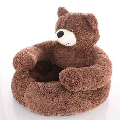 Detachable And Washable Hug Bear Pet Nest Round Shape Keeps Warm And Comfortable