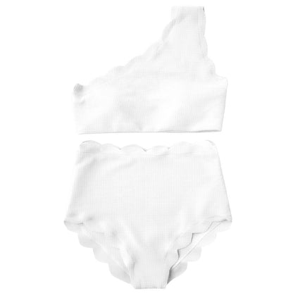 European And American-style Petal-patterned Sexy Off-shoulder High-waist Bikini